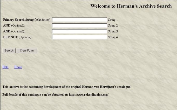 HERMAN's ARCHIVE search screen