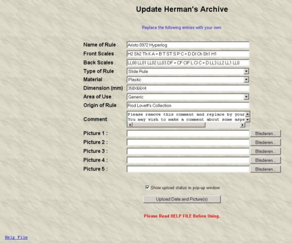 HERMAN's ARCHIVE update-venster